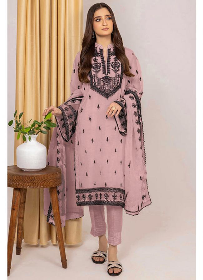 Georgette Pink Festival Wear Embroidery Work Readymade Pakistani Suit